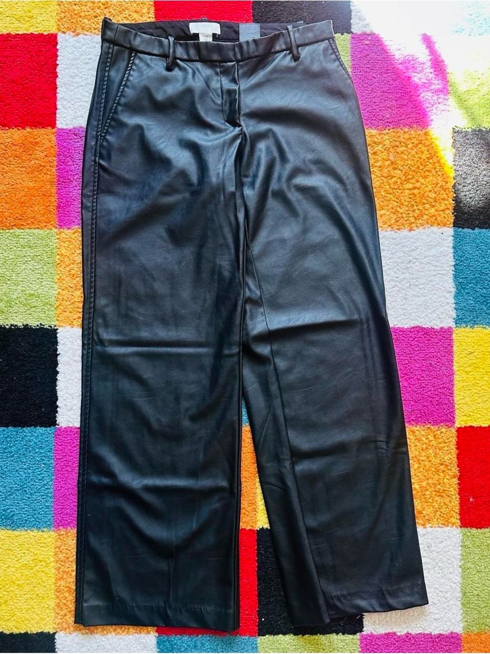 Black Faux Leather Wide-Leg Pants